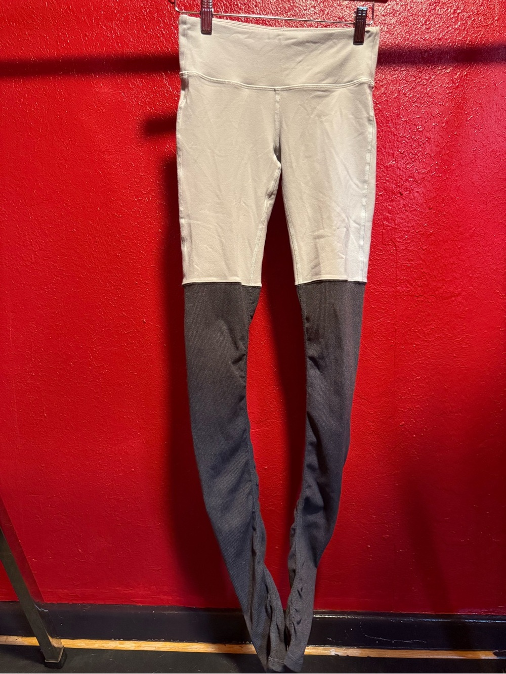88. Pre loved ALO Yoga Two-Tone Bone and Dark Gray High-Waist Leggings